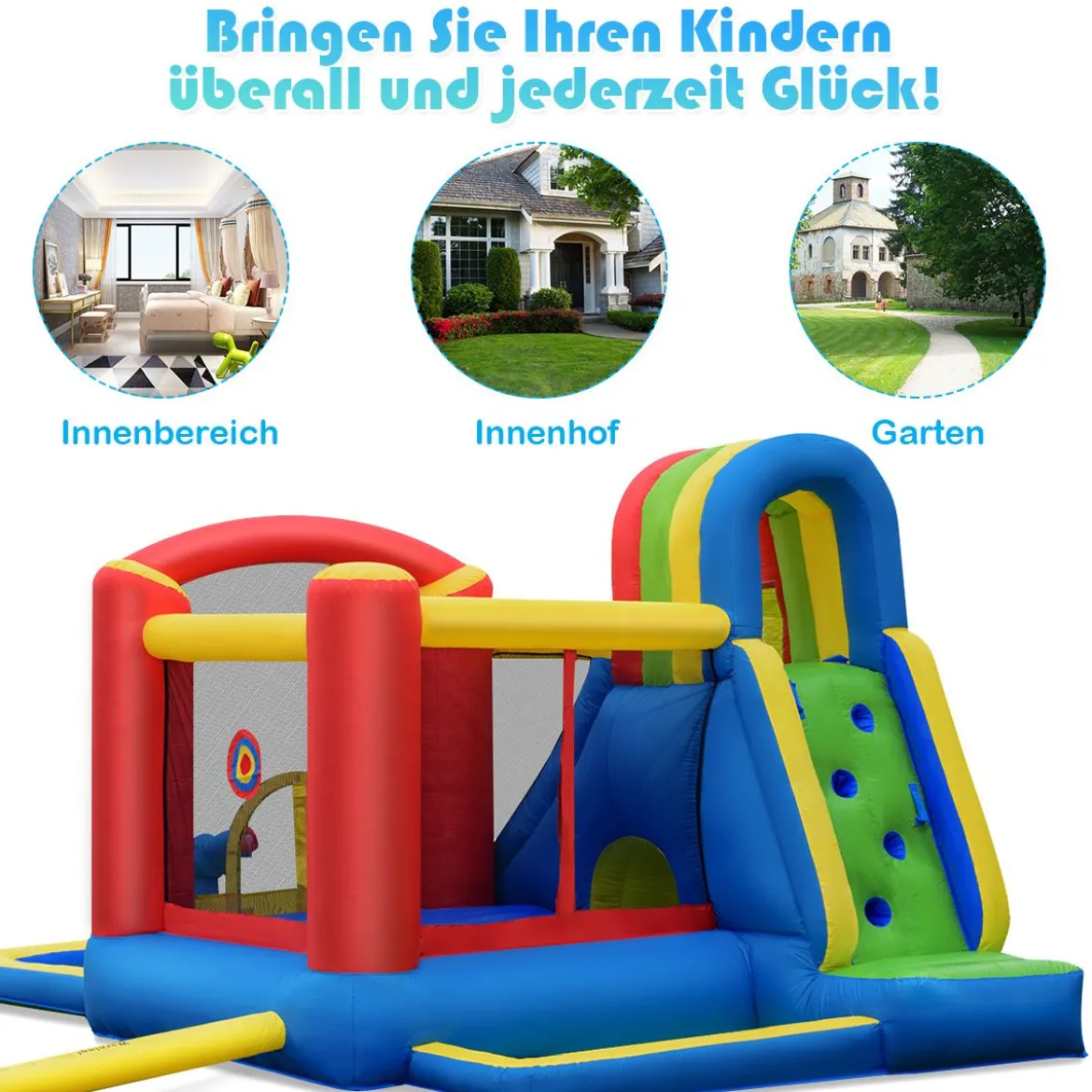 Aufblasbarer Wasserrutschen-Park mit 450W Gebläse Hüpfburg für Kinder 575 x 280 x 236 cm Bunt