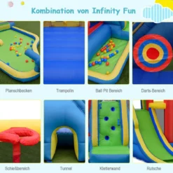 Aufblasbarer Wasserrutschen-Park mit 450W Gebläse Hüpfburg für Kinder 575 x 280 x 236 cm Bunt
