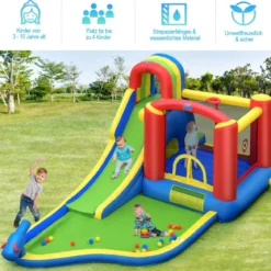 Aufblasbarer Wasserrutschen-Park mit 450W Gebläse Hüpfburg für Kinder 575 x 280 x 236 cm Bunt