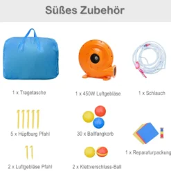 Aufblasbarer Wasserrutschen-Park mit 450W Gebläse Hüpfburg für Kinder 575 x 280 x 236 cm Bunt