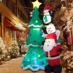 Aufblasbarer Weihnachtsdekoration Mit Mehrfarbigem Disco-Licht & 5 hellen LEDs 266 cm