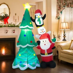 Aufblasbarer Weihnachtsdekoration Mit Mehrfarbigem Disco-Licht & 5 hellen LEDs 266 cm