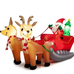 Aufblasbarer Weihnachtsmann mit Schlitten LED Weihnachtsdekoration mit Weihnachtsbaum