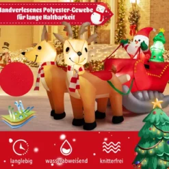 Aufblasbarer Weihnachtsmann mit Schlitten LED Weihnachtsdekoration mit Weihnachtsbaum
