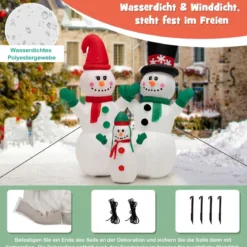 Aufblasbare Schneemannfamilie-Weihnachtsdekoration mit LEDs & Luftgebläse 175 cm