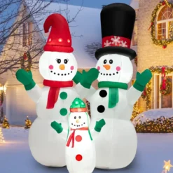 Aufblasbare Schneemannfamilie-Weihnachtsdekoration mit LEDs & Luftgebläse 175 cm