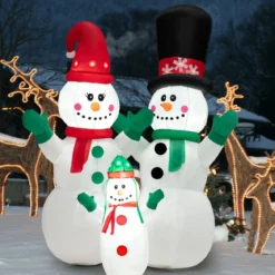 Aufblasbare Schneemannfamilie-Weihnachtsdekoration mit LEDs & Luftgebläse 175 cm