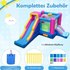 Aufblasbares Hüpfburg Donut-Thema Hüpfburg kinder mit langen Rutschen Mehrfarbig (ohne Gebläse)