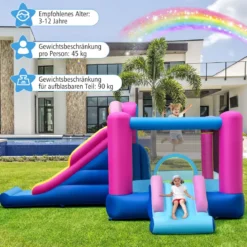 Aufblasbares Hüpfburg Donut-Thema Hüpfburg kinder mit langen Rutschen Mehrfarbig (ohne Gebläse)