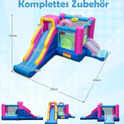 Aufblasbares Hüpfburg Donut-Thema Hüpfburg kinder mit langen Rutschen Mehrfarbig (ohne Gebläse)