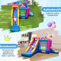 Aufblasbares Hüpfburg Donut-Thema Hüpfburg kinder mit langen Rutschen Mehrfarbig (ohne Gebläse)