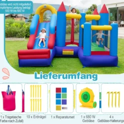 Aufblasbares Hüpfburg Schloss mit Kletterwand Rutsche und Basketballkorb aufblasbares Schloss mit Gebläse