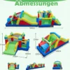 Aufblasbares Hüpfburg Set mit 2 Gebläsen & Rutsche & Kletterwand & Tunnel & Hindernissen