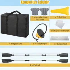 Aufblasbares Kajak für 2 Personen Tandemkajak mit abnehmbaren Sitzen 357 × 80 × 38 cm