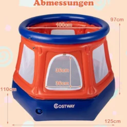 Aufblasbares Kindertrampolin Federfreies Mini-Trampolin 125 x 110 x 97 cm Rot + Blau