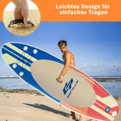 Aufblasbares Paddelbrett Boot Stand-Up Surfboard 335 x 76 x 15 cm Streifen-Muster Bunt