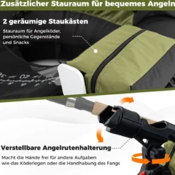 Aufblasbares Schlauchboot Angelboot mit einstellbarem Angelrutenhalter Fischhakenstator Aluminium-Paddel Grün