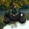 Aufblasbares Schlauchboot Angelboot mit einstellbarem Angelrutenhalter Fischhakenstator Aluminium-Paddel & Flossen Tarnfarben