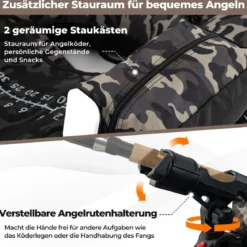 Aufblasbares Schlauchboot Angelboot mit einstellbarem Angelrutenhalter Fischhakenstator Aluminium-Paddel & Flossen Tarnfarben