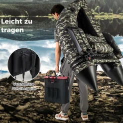 Aufblasbares Schlauchboot mit Flossen & Fischlineal & Rutenhalter Angelboot Camouflage