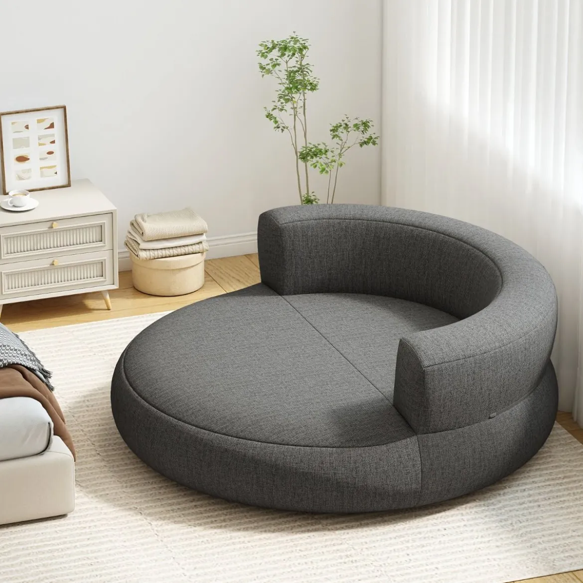 Aufblasbares Sofa aufblasbarer Lounger Luftsofa mit abnehmbarem Bezug großzügige Liegefläche Grau