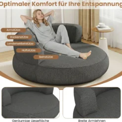 Aufblasbares Sofa aufblasbarer Lounger Luftsofa mit abnehmbarem Bezug großzügige Liegefläche Grau