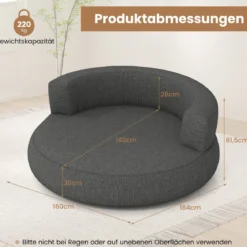 Aufblasbares Sofa aufblasbarer Lounger Luftsofa mit abnehmbarem Bezug großzügige Liegefläche Grau