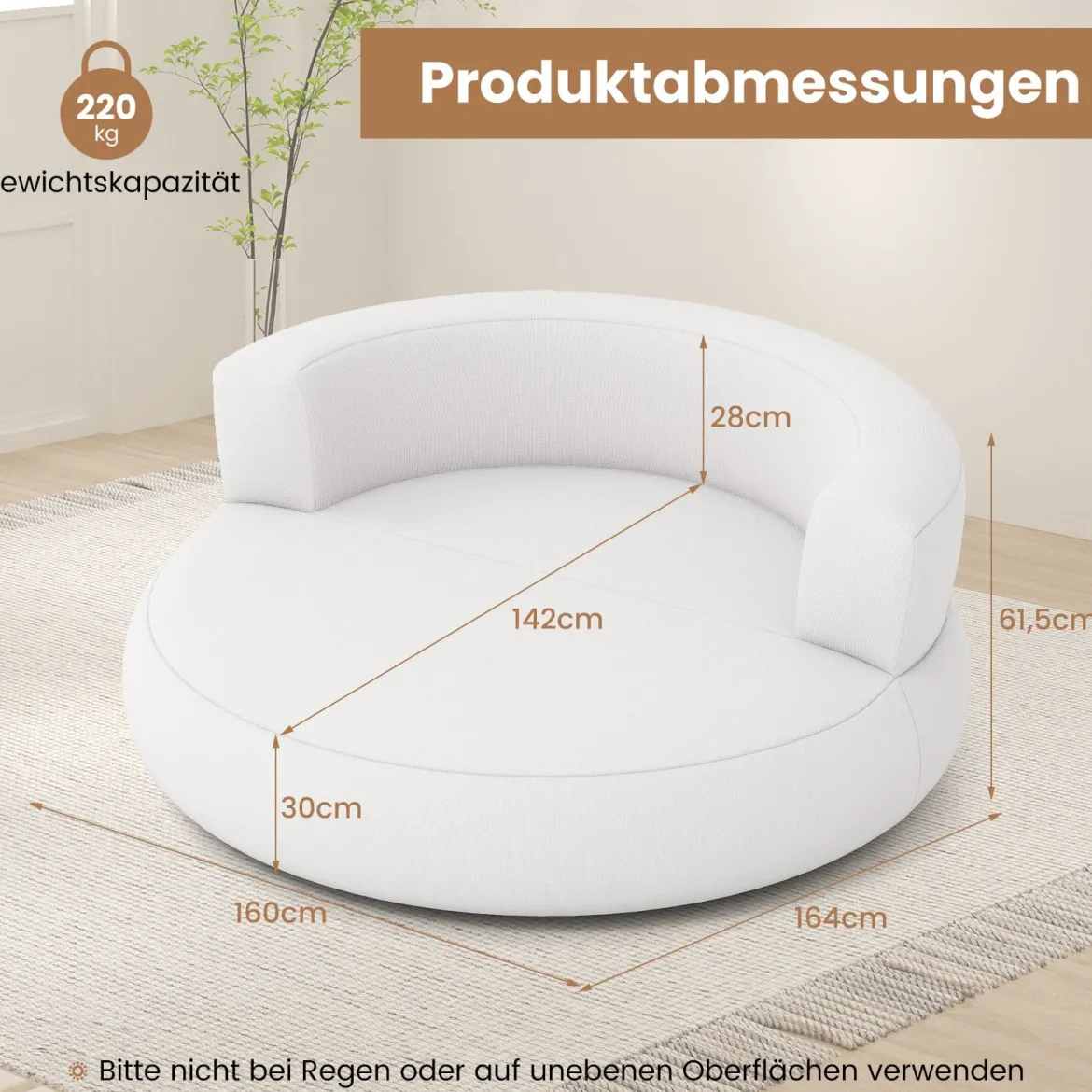 Aufblasbares Sofa aufblasbarer Lounger Luftsofa mit abnehmbarem Bezug großzügige Liegefläche Weiß