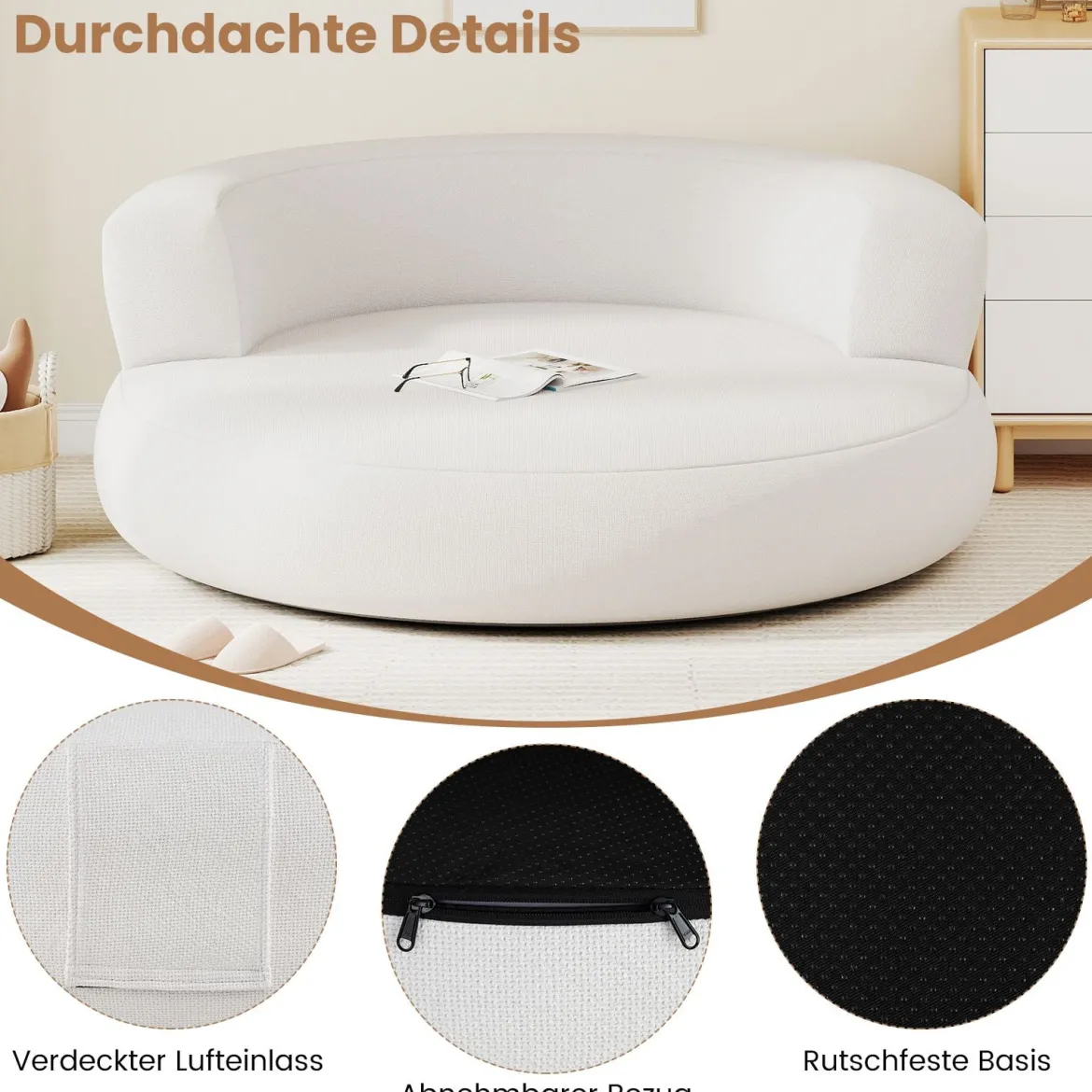 Aufblasbares Sofa aufblasbarer Lounger Luftsofa mit abnehmbarem Bezug großzügige Liegefläche Weiß
