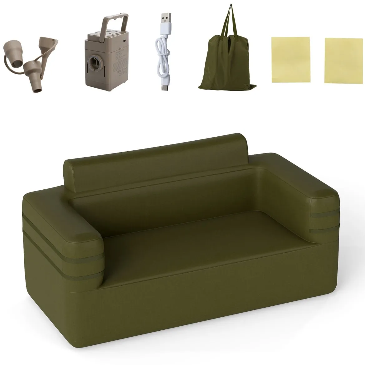 Aufblasbares Sofa mit Integrierter Pumpe & Aufbewahrungstasche Camping Luftsofa für 2 Personen