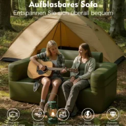 Aufblasbares Sofa mit Integrierter Pumpe & Aufbewahrungstasche Camping Luftsofa für 2 Personen