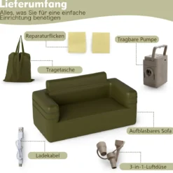 Aufblasbares Sofa mit Integrierter Pumpe & Aufbewahrungstasche Camping Luftsofa für 2 Personen