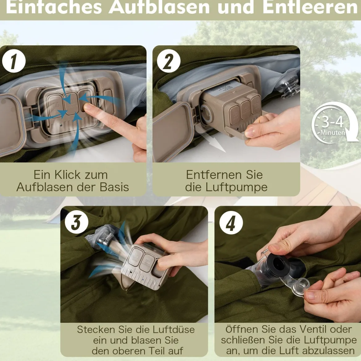 Aufblasbares Sofa mit Integrierter Pumpe & Aufbewahrungstasche Camping Luftsofa für 2 Personen