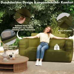 Aufblasbares Sofa mit Integrierter Pumpe & Aufbewahrungstasche Camping Luftsofa für 2 Personen