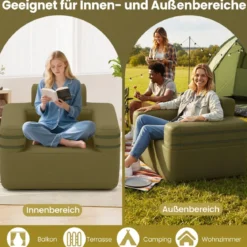 Aufblasbares Sofa mit Integrierter Pumpe & Aufbewahrungstasche Camping Luftsofa für 1 Person