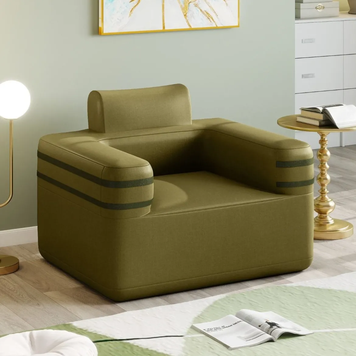 Aufblasbares Sofa mit Integrierter Pumpe & Aufbewahrungstasche Camping Luftsofa für 1 Person