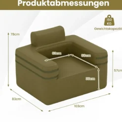 Aufblasbares Sofa mit Integrierter Pumpe & Aufbewahrungstasche Camping Luftsofa für 1 Person