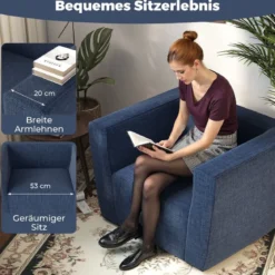 Aufblasbares Sofa tragbares aufblasbares Sofa mit abnehmbarem Bezug breite Armlehnen Blau