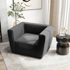 Aufblasbares Sofa tragbares aufblasbares Sofa mit abnehmbarem Bezug breite Armlehnen Grau