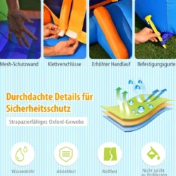 Aufblasbares Sprunghaus mit Sprungbereich und Rutsche 250 x 197 x 143 cm Bunt