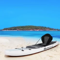 Aufblasbares Stand-up-Paddle-Board mit Rucksack Handpumpe verstellbares Paddel Sicherheitsleine Weiß