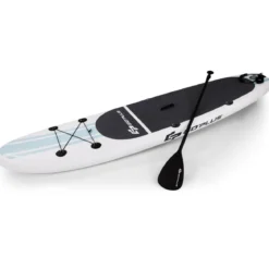 Aufblasbares Stand-up-Paddle-Board mit Rucksack Handpumpe verstellbares Paddel Sicherheitsleine Weiß