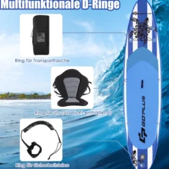 Aufblasbares Stand-up-Paddle-Board mit SUP-Zubehör Rucksack verstellbares Paddel 325 x 76 x 15 cm Marineblau