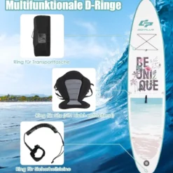 Aufblasbares Stand-up-Paddle-Board mit Rucksack Handpumpe verstellbares Paddel Sicherheitsleine Blau