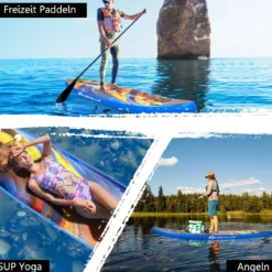 Aufblasbares Stand Up Surfboard verbreitertes Board 320 x 76 x 15 cm Sternenhimmel-Muster Bunt