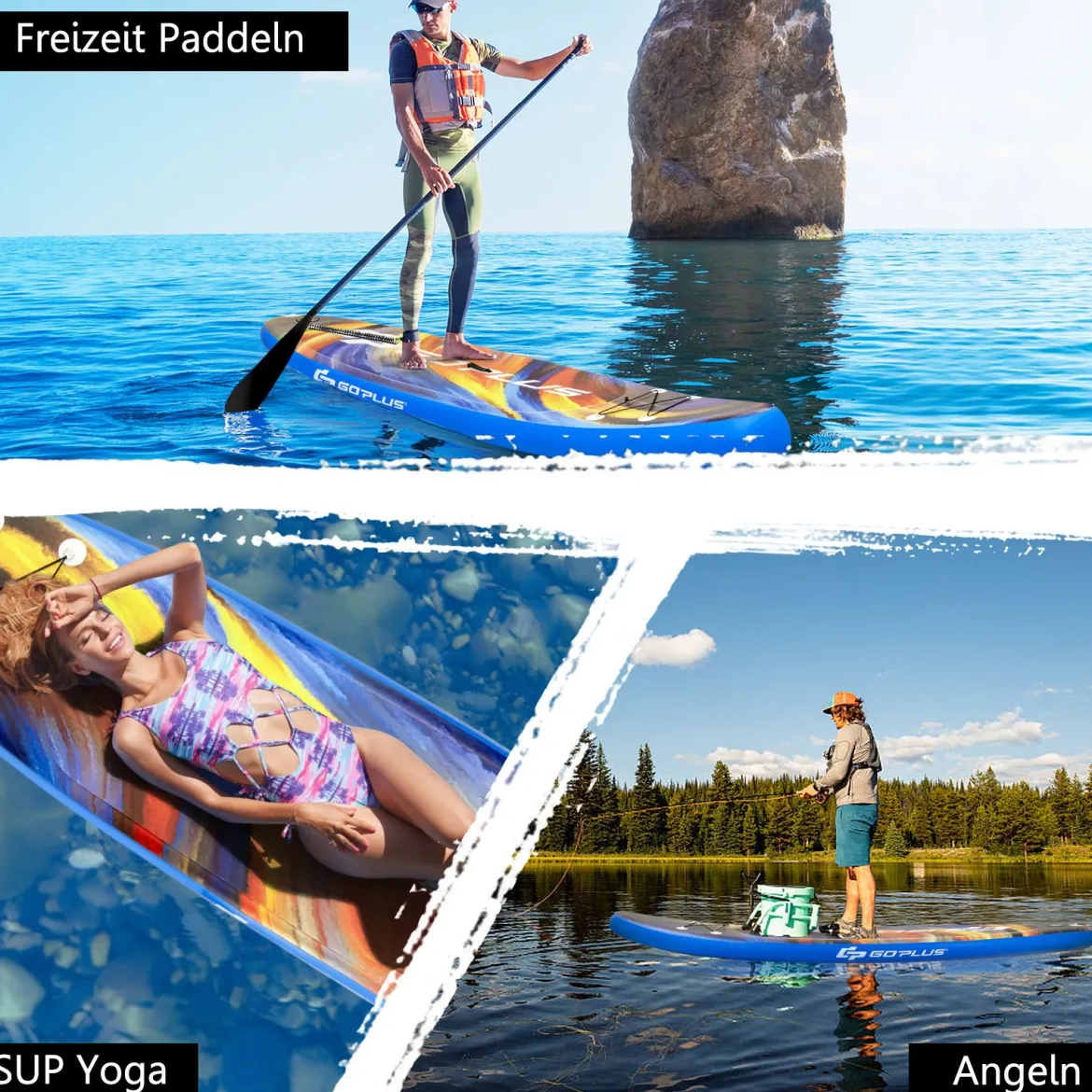 Aufblasbares Stand Up Surfboard verbreitertes Board 320 x 76 x 15 cm Sternenhimmel-Muster Bunt