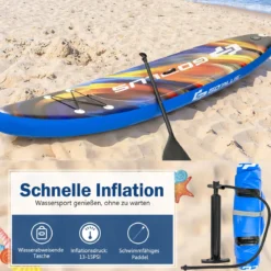 Aufblasbares Stand Up Surfboard verbreitertes Board 320 x 76 x 15 cm Sternenhimmel-Muster Bunt