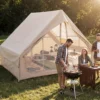 Aufblasbares Zelt für 4 Personen Campingzelt mit 2 Türen Mesh-Fenstern & Dachfenster