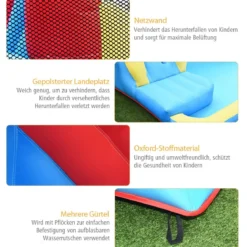 Aufblasbare Wasserpark mit Kletterwand 500 x 400 x 250 cm Rot + Gelb + Blau