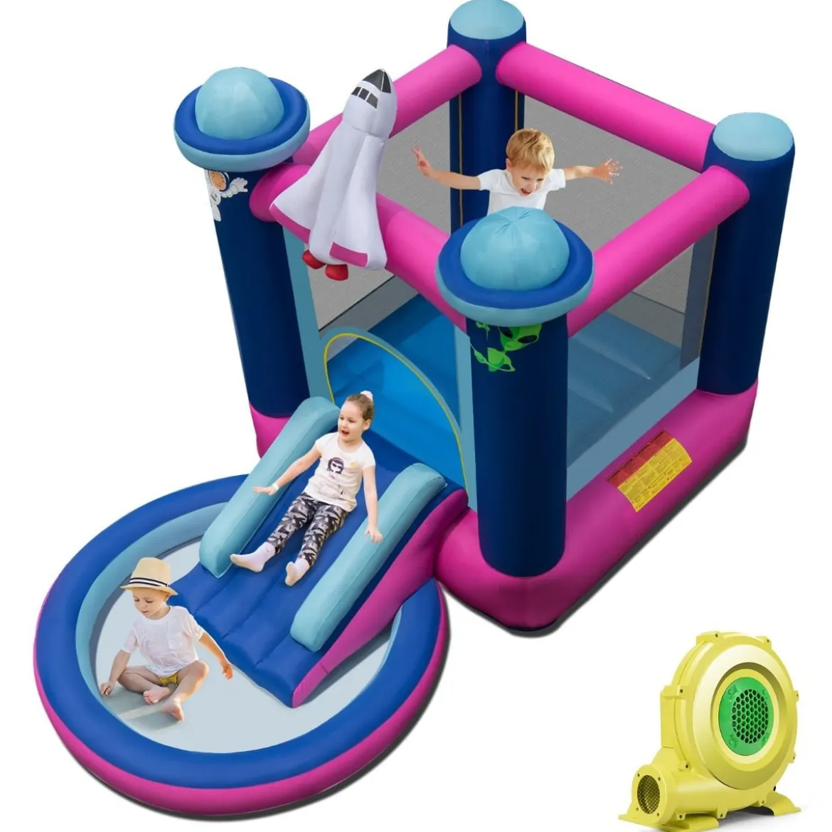 Aufblasbare Wasserrutsche für Kinder Hüpfburg-Center mit Gebläse 207 x 393 x 270 cm